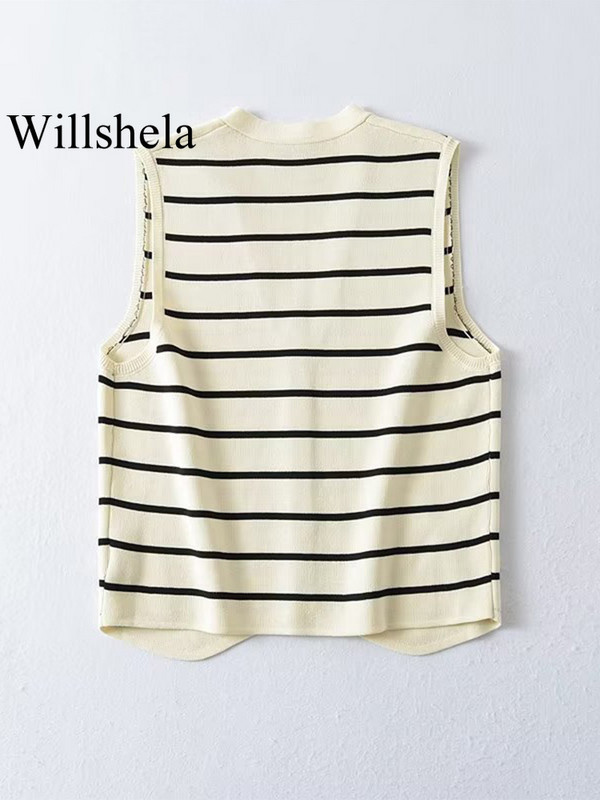 „Willshela“ moteriški madingi moteriški „Argyle“ langai, viena krūtinė megzta liemenė V formos iškirpte be rankovių.