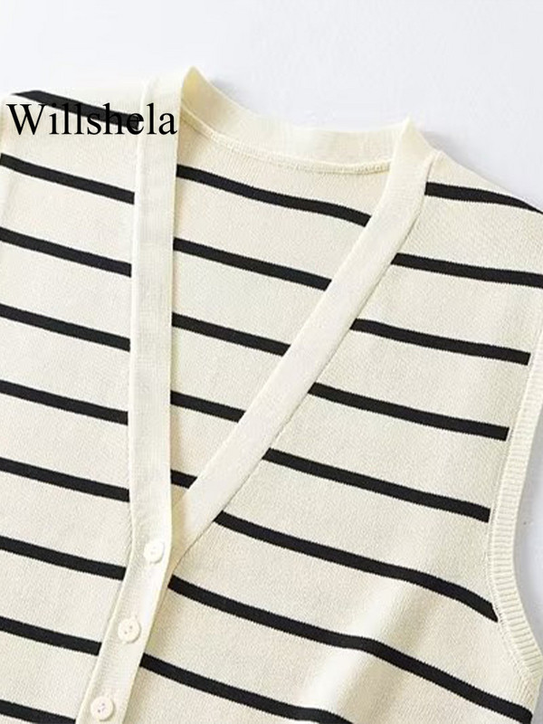 „Willshela“ moteriški madingi moteriški „Argyle“ langai, viena krūtinė megzta liemenė V formos iškirpte be rankovių.