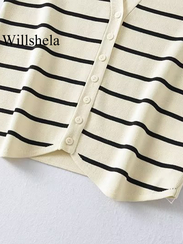 „Willshela“ moteriški madingi moteriški „Argyle“ langai, viena krūtinė megzta liemenė V formos iškirpte be rankovių.