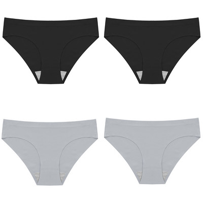 Set 4 bucăți Chiloți damă Slik Lenjerie de corp pentru femei Chiloți 13 culori Femei fără cusături Lenjerie slip 3XL Chiloți de damă 4 buc.