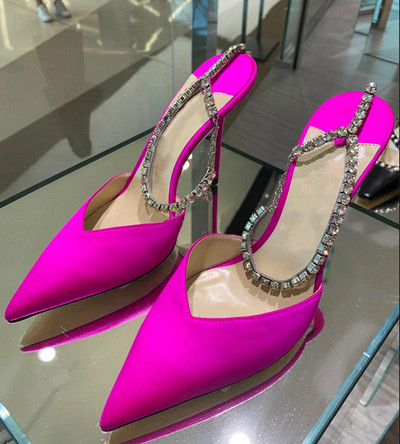 Lanțuri cu strasuri de lux Pompe pentru femei Sandale de designer Tocuri înalte de vară pantofi de petrecere cu curele la gleznă pantofi de bal de nuntă în stil stea