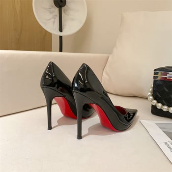 Луксозни помпи Обувки за жени Червени блестящи долни помпи Марка Големи размери Обувки с висок ток Секси парти сватбени обувки с остри пръсти