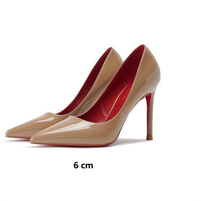Luxus Pumps Cipők Női Piros Fényes Alsó Pumpák Márka Nagy méretű magassarkú cipők Szexi parti hegyes orrú esküvői cipők