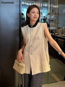 Prsluci Ženski Elegantni šik Udoban dizajn kontrastnih boja Proljeće Ljeto Vanjska odjeća bez rukava Vintage uredska dama Francuski stil