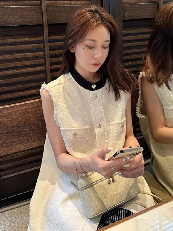 Prsluci Ženski Elegantni šik Udoban dizajn kontrastnih boja Proljeće Ljeto Vanjska odjeća bez rukava Vintage uredska dama Francuski stil