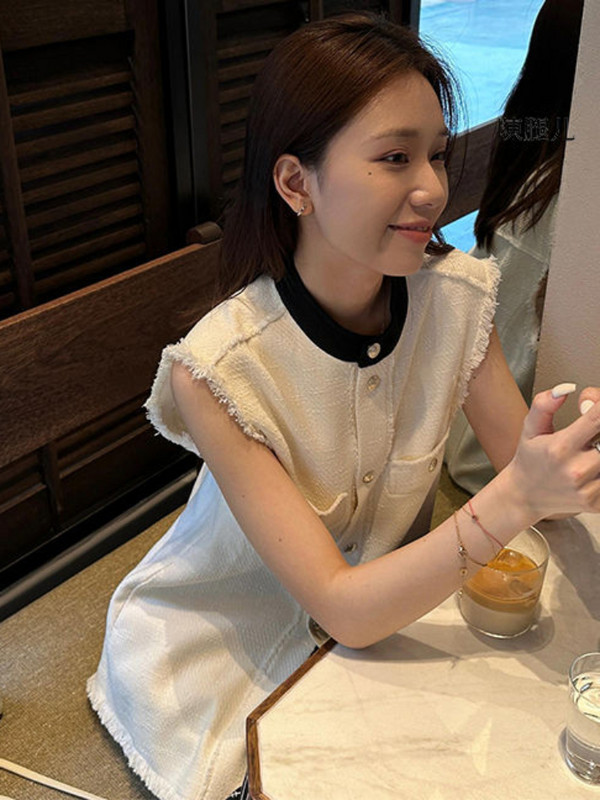 Prsluci Ženski Elegantni šik Udoban dizajn kontrastnih boja Proljeće Ljeto Vanjska odjeća bez rukava Vintage uredska dama Francuski stil