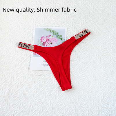 Chiloți cu strasuri pentru femei sexy, cu talie joasă, șiruri, fără sudură, lenjerie de corp de culoare strălucitoare, lenjerie secretă în spate, chiloți Tanga