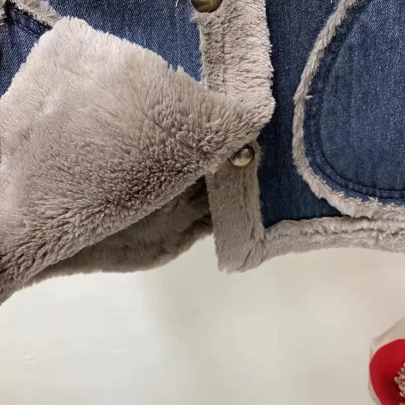 2023, toamnă iarnă, vestă de blugi pentru femei, coreeană largi, catifea de iepure artificială, îngroșă, caldă, ocazională, fără mâneci, veste scurte, haină pentru doamnă