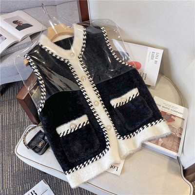 Toamnă Iarnă Nouă Vestă Damă Stil Parfumat Păr De nurcă Vestă Albă Neagră