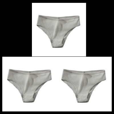 CINVIK 3 buc. Chiloți din bumbac pentru femei Chiloți moale pentru femei Chiloți solizi pentru fete Lenjerie sexy pentru femei Lenjerie intimă confortabilă