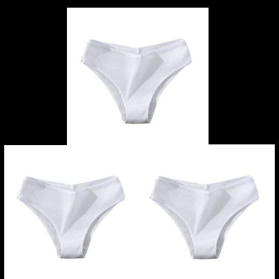 CINVIK 3 buc. Chiloți din bumbac pentru femei Chiloți moale pentru femei Chiloți solizi pentru fete Lenjerie sexy pentru femei Lenjerie intimă confortabilă