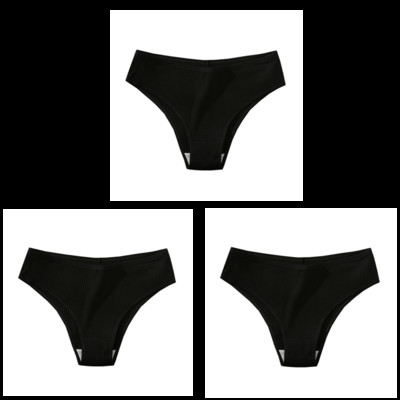 CINVIK 3 buc. Chiloți din bumbac pentru femei Chiloți moale pentru femei Chiloți solizi pentru fete Lenjerie sexy pentru femei Lenjerie intimă confortabilă