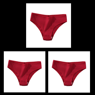 CINVIK 3 buc. Chiloți din bumbac pentru femei Chiloți moale pentru femei Chiloți solizi pentru fete Lenjerie sexy pentru femei Lenjerie intimă confortabilă