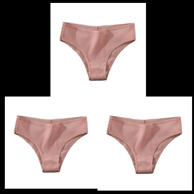 CINVIK 3 buc. Chiloți din bumbac pentru femei Chiloți moale pentru femei Chiloți solizi pentru fete Lenjerie sexy pentru femei Lenjerie intimă confortabilă