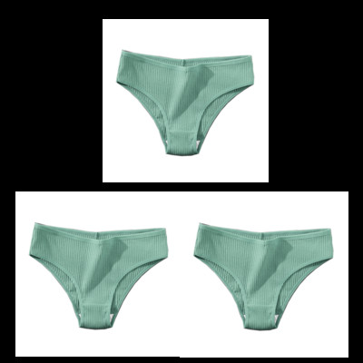 CINVIK 3 buc. Chiloți din bumbac pentru femei Chiloți moale pentru femei Chiloți solizi pentru fete Lenjerie sexy pentru femei Lenjerie intimă confortabilă