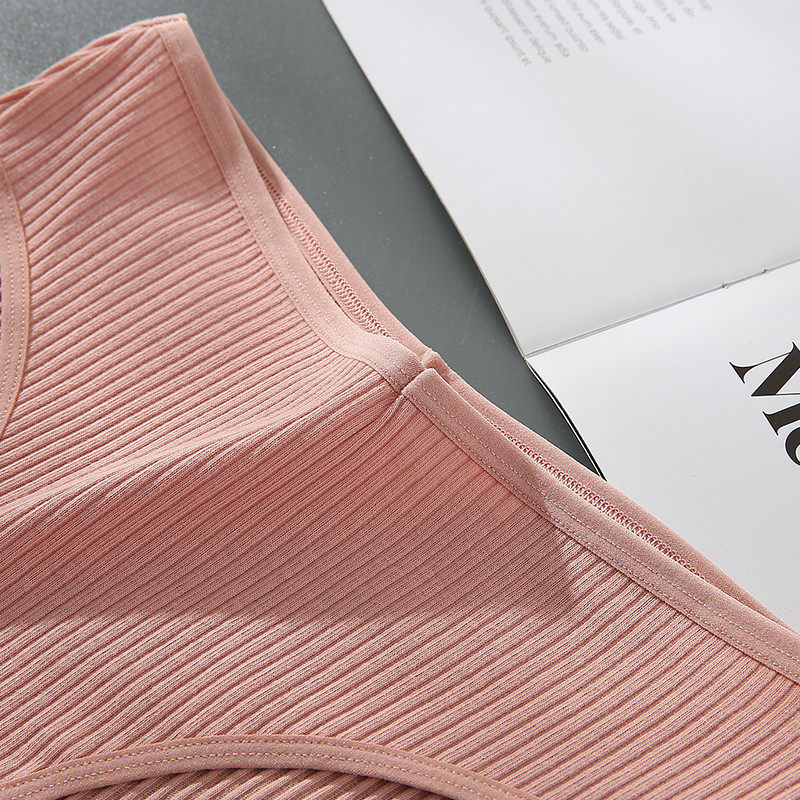 CINVIK 3 buc. Chiloți din bumbac pentru femei Chiloți moale pentru femei Chiloți solizi pentru fete Lenjerie sexy pentru femei Lenjerie intimă confortabilă