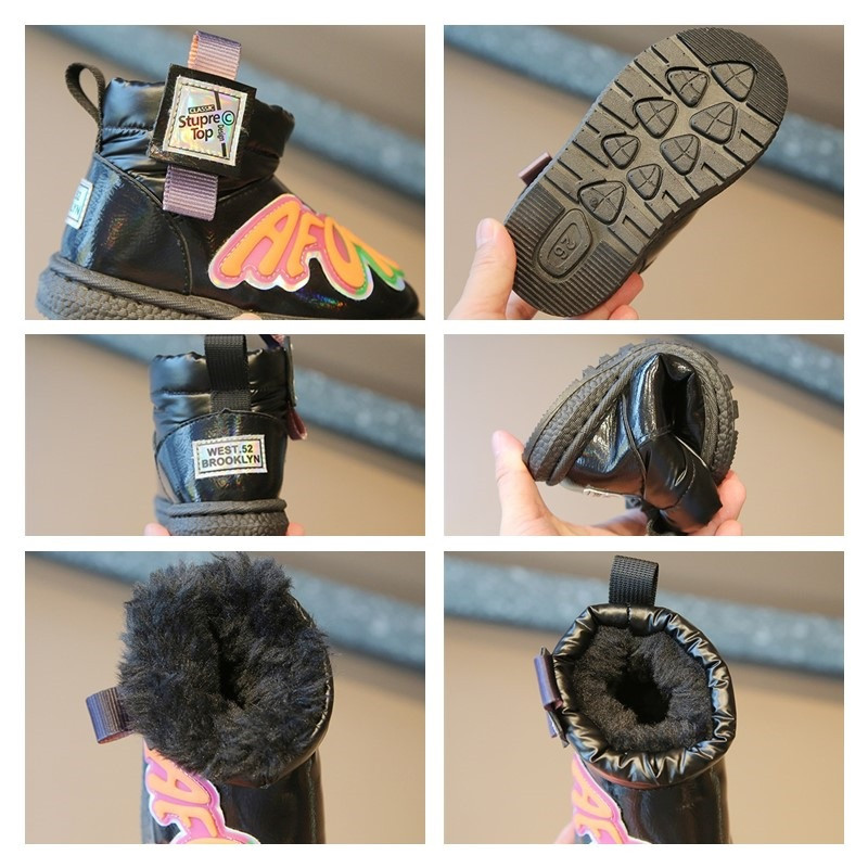 Kruleepo Copii Bebeluș Piele Impermeabil Moda Cizme Scurte Bebeluși Fete Copii Băieți Toamnă Iarnă Pluș Cizme de zăpadă calde Pantofi