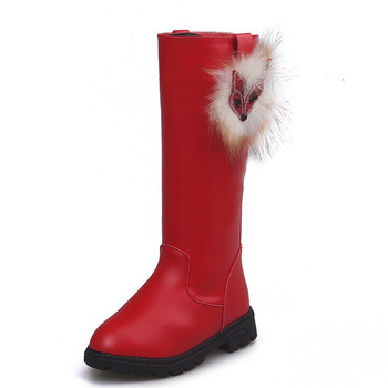 Kruleepo Baby Girls High Top Δερμάτινες μπότες μόδας Παιδικά Παιδικά Φθινοπωρινά Χειμώνα βελούδινα ζεστά μποτάκια χιονιού PU Fox casual μακριά παπούτσια