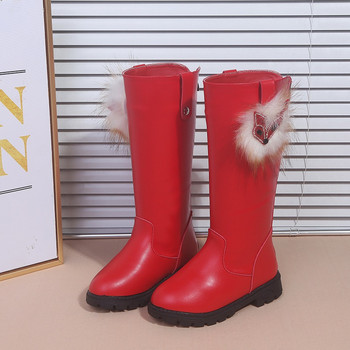 Kruleepo Baby Girls High Top Δερμάτινες μπότες μόδας Παιδικά Παιδικά Φθινοπωρινά Χειμώνα βελούδινα ζεστά μποτάκια χιονιού PU Fox casual μακριά παπούτσια