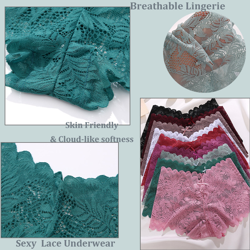 3PCS Seksi čipkaste gaćice s cvjetnim uzorkom Ženske gaćice niskog struka Mekano donje rublje Udobno žensko donje rublje Intimne gaćice za djevojke S-XL