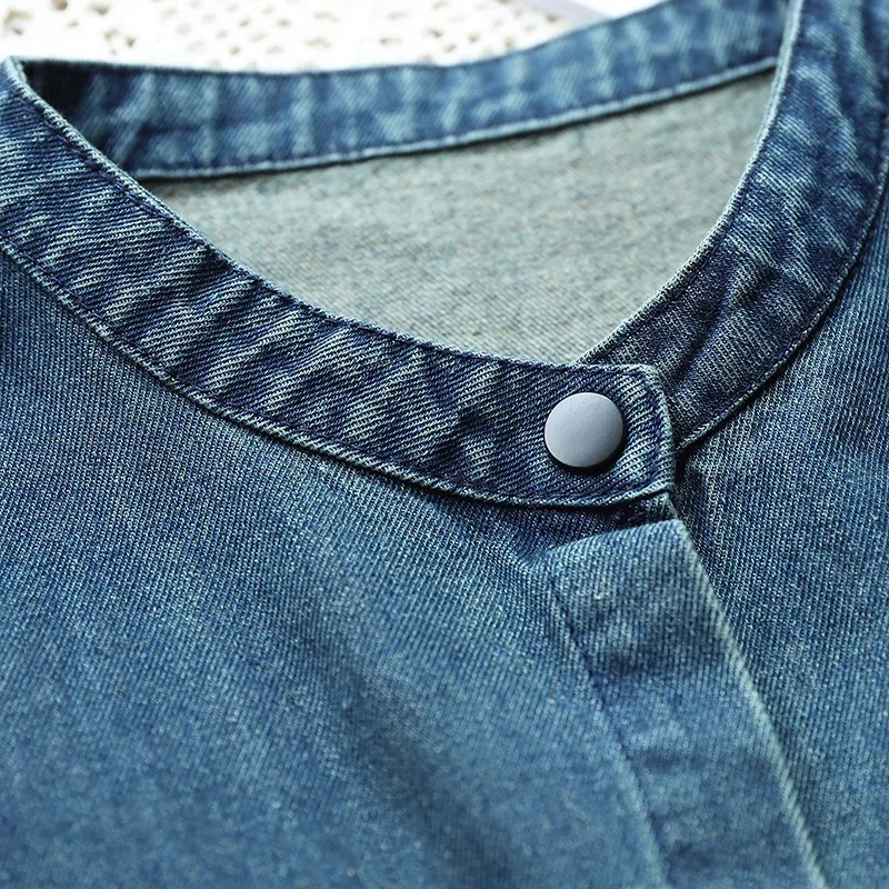 2023 m. naujoji pavasario rudens stovima apykaklės džinsinė liemenė, moteriška vienaeilė megztinys be rankovių trumpi džinsai, liemenės, moteriškas paltas