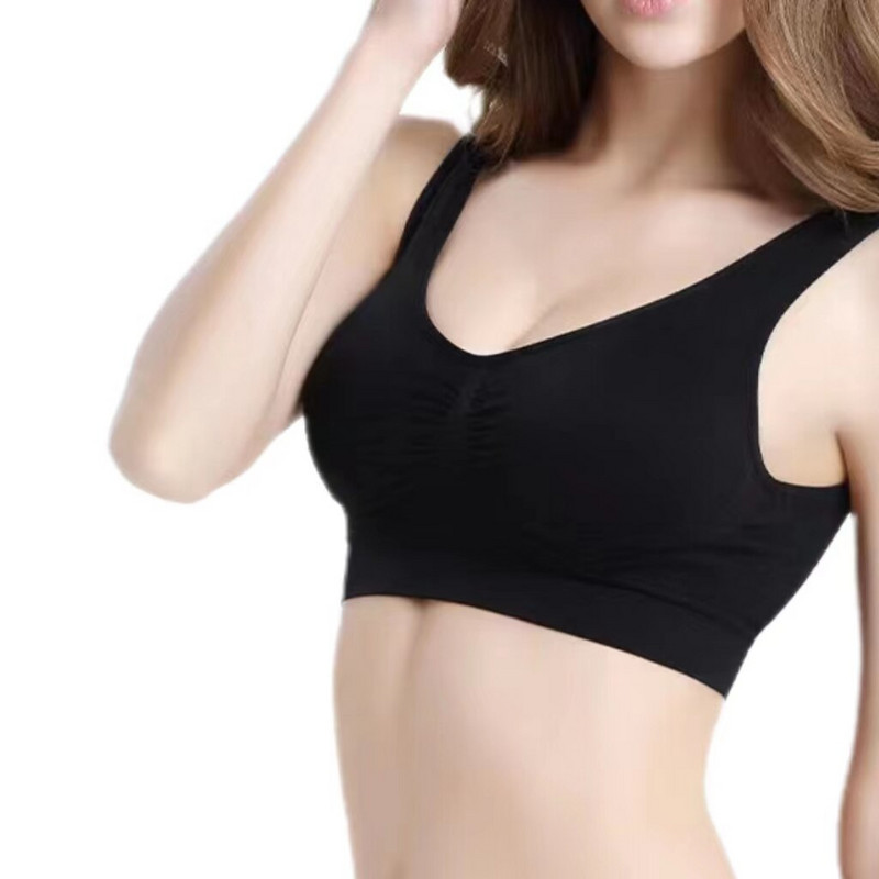 Dámske bezšvové podprsenky, tielko, spodná bielizeň, crop top XXL 3XL, čierna, čistá farba, šport, telocvičňa, beh, fitness, joga