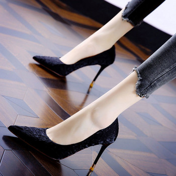 Високи токчета 9 CM Женски остри пръсти 2022 г. Нови дамски обувки Секси обувки с обувки с плитки единични обувки Обувки за офис работа Zapatos De Mujer