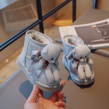 2023 г. Нови момичета Сладки кукли Памучни обувки Зимни плюшени топли ботуши за сняг Леки неплъзгащи се ежедневни обувки