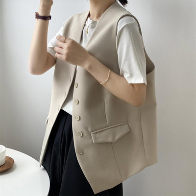 Veste pentru femei Blazer, primăvară, toamnă 2022, nou stil britanic, ocazional, pentru costum, jachetă pentru femei, vestă fără mâneci, jachete pentru femei