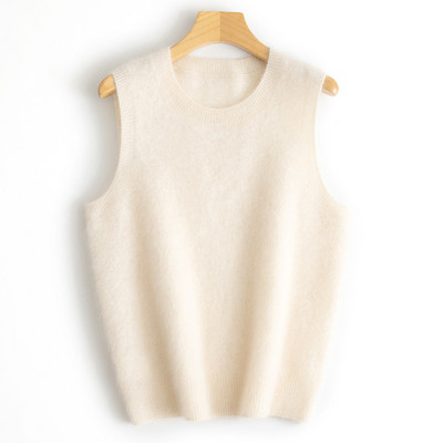 Pulover s O-izrezom Topli prsluk za jesen i zimu Ženski prsluk Novi jednobojni korejski donji dio bez rukava Ženska pletiva Ležerne majice