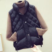 Diamond καρό γυναικεία ζακέτα βαμβακερά γιλέκα απλότητα Κομψή μόδα casual παχύ μπουφάν Χειμερινό γυναικείο κοντό αμάνικο παλτό