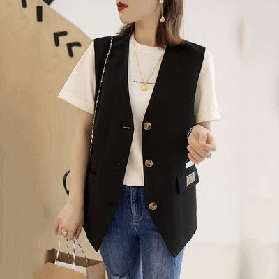 Vestă pentru costum de modă, nouă, pentru femei, 2022, primăvară, toamnă, subțire, largi, în stil britanic, ocazional, fără mâneci, blazer, vestă, jachetă pentru femei