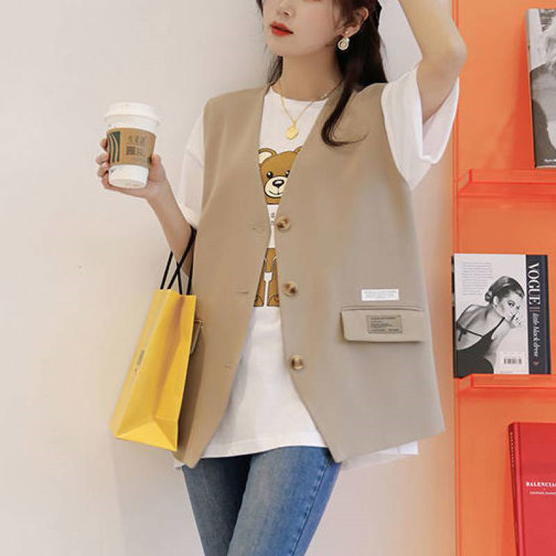 Modno odijelo, prsluk, novo žensko novo proljeće i jesen 2022., tanko, slobodno, u britanskom stilu, ležerna jakna bez rukava, ženski prsluk sako