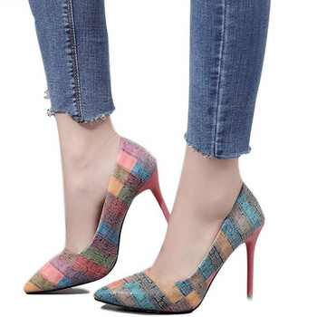 Обувки за жени 2022 г. Разноцветни дамски обувки с високи токчета 10 CM Единични обувки Дамски летни лачени дамски обувки за сватбено парти