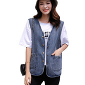 Pavasario rudens moterų džinsinė liemenė, 2023 m. nauja liemenė be rankovių, moteriški viršutiniai drabužiai, laisvalaikio džinsai, švarkai, moteriški trumpi kaubojiški paltai