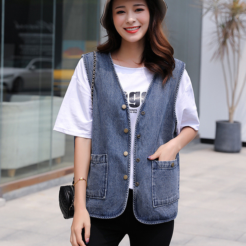 Pavasario rudens moterų džinsinė liemenė, 2023 m. nauja liemenė be rankovių, moteriški viršutiniai drabužiai, laisvalaikio džinsai, švarkai, moteriški trumpi kaubojiški paltai