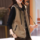 Moteriška velvetinė liemenė, 2023 m. pavasario ruduo, nauja mados vakarietiško stiliaus liemenė, moteriška viršutiniai drabužiai