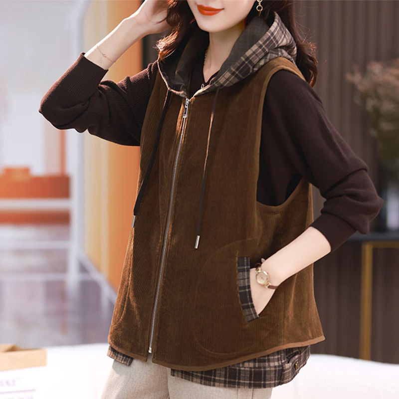 Moteriška velvetinė liemenė, 2023 m. pavasario ruduo, nauja mados vakarietiško stiliaus liemenė, moteriška viršutiniai drabužiai