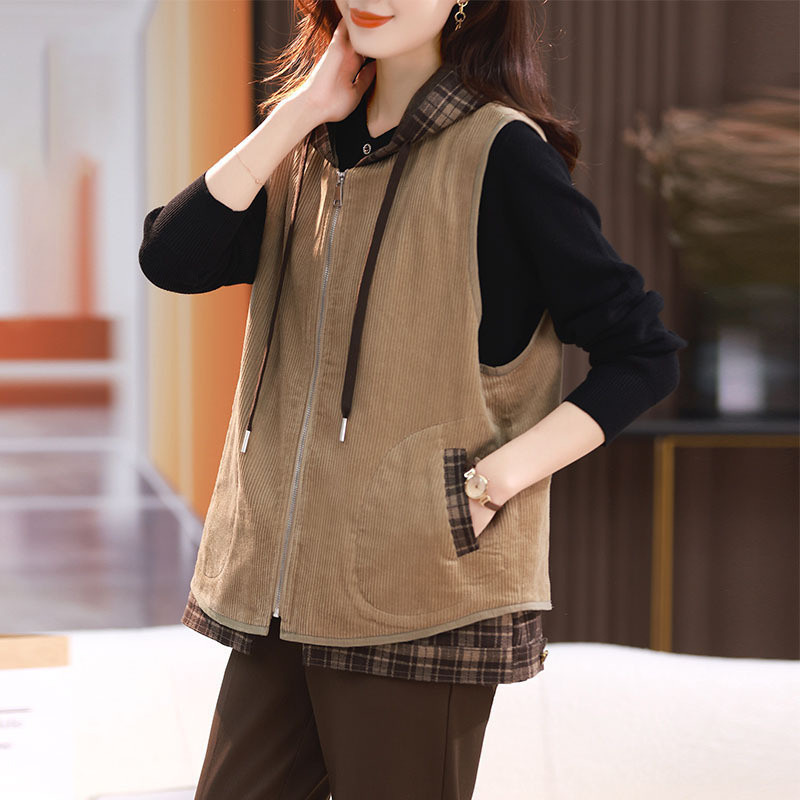 Moteriška velvetinė liemenė, 2023 m. pavasario ruduo, nauja mados vakarietiško stiliaus liemenė, moteriška viršutiniai drabužiai
