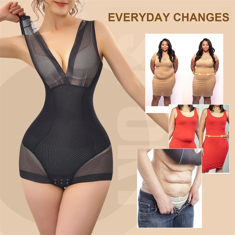 Flarixa Sexy Mesh Shapewear Ženski bodi Push Up grudnjak Redress Tank Top Waist Trainer Tummy Tuck BodyShaper Prozirno donje rublje