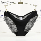 S-2XL! Bešavne ženske gaćice niskog struka, seksi čipkaste gaćice Bešavne pamučne prozračne gaćice, šuplje spojene gaćice, donje rublje za djevojčice