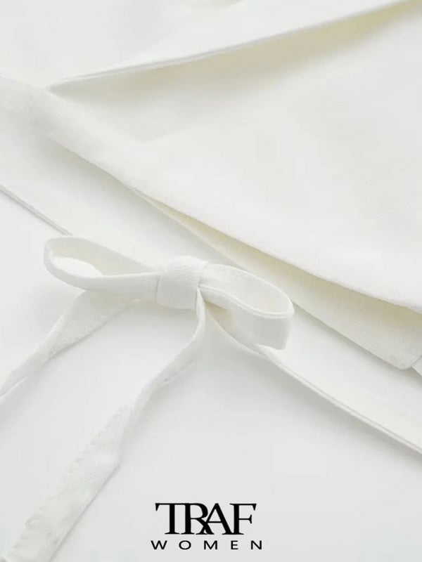 Γυναικεία μόδα TRAF με δεμένο λινό γιλέκο Vintage γιακά με πέτο αμάνικα γυναικεία πανωφόρια κομψά φανελάκια