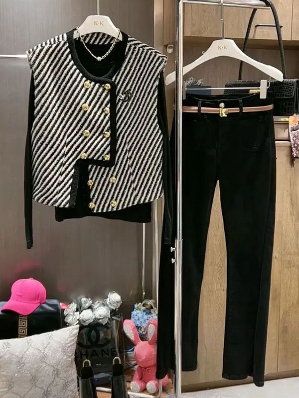 Μόδα ρίγα αμάνικη ζακέτα Γυναικεία φθινοπωρινά χειμωνιάτικα ρούχα Γυναικεία γυναικεία ζεστό γιλέκο Casual κορίτσια Χαριτωμένα εξωτερικά γιλέκα