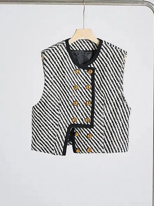Μόδα ρίγα αμάνικη ζακέτα Γυναικεία φθινοπωρινά χειμωνιάτικα ρούχα Γυναικεία γυναικεία ζεστό γιλέκο Casual κορίτσια Χαριτωμένα εξωτερικά γιλέκα