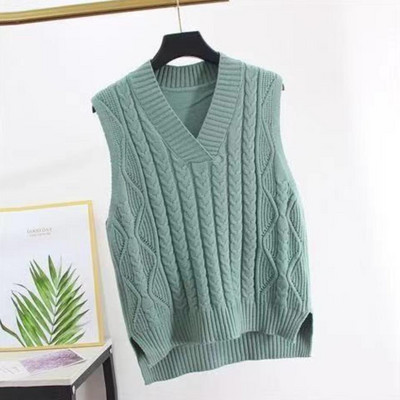 Rudens žiemos V kaklo susuktas megztinis megztinis liemenė 2022 m. laisvalaikio paprastas laisvas berankoves megztas liemenė vienspalvė, tinkanti liemenė