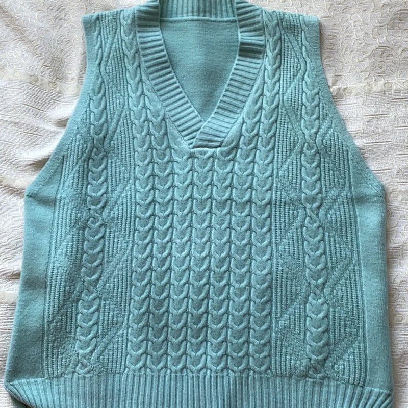 Rudens žiemos V kaklo susuktas megztinis megztinis liemenė 2022 m. laisvalaikio paprastas laisvas berankoves megztas liemenė vienspalvė, tinkanti liemenė