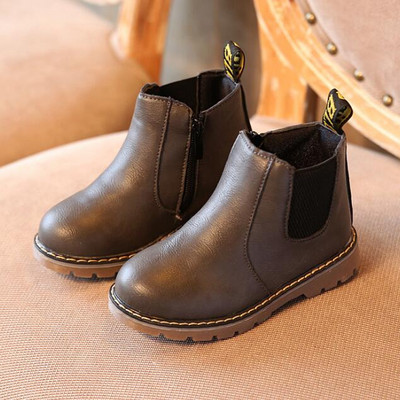 Cizme pentru copii stil clasic Cizme pentru băieți 21-36 Cizme pentru copii mici din piele moale Cizme calde din blană de pluș Toamnă iarnă Cizme fete