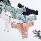 3 buc/lot tanga sexy din bumbac chiloți cu talie joasă din dantelă pentru dama.