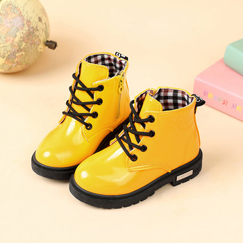 2023 Νέα χειμωνιάτικα παιδικά παπούτσια PU Δερμάτινα αδιάβροχα βελούδινα μποτάκια Παιδικά μποτάκια για το χιόνι Επώνυμα κορίτσια για αγόρια Casual μπότες Μόδα αθλητικά παπούτσια