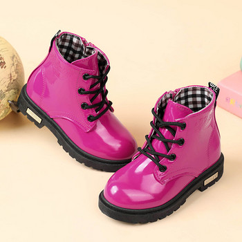 2023 Νέα χειμωνιάτικα παιδικά παπούτσια PU Δερμάτινα αδιάβροχα βελούδινα μποτάκια Παιδικά μποτάκια για το χιόνι Επώνυμα κορίτσια για αγόρια Casual μπότες Μόδα αθλητικά παπούτσια